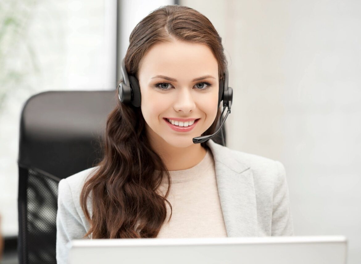 Customer service representative with a headset, representing voice AI in banking customer support